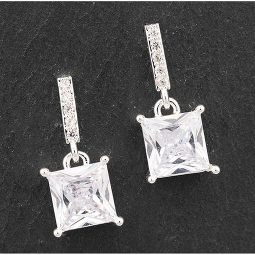 Picture of ELEGANCE SILVER SQUARE CRYSTAL EARRINGS